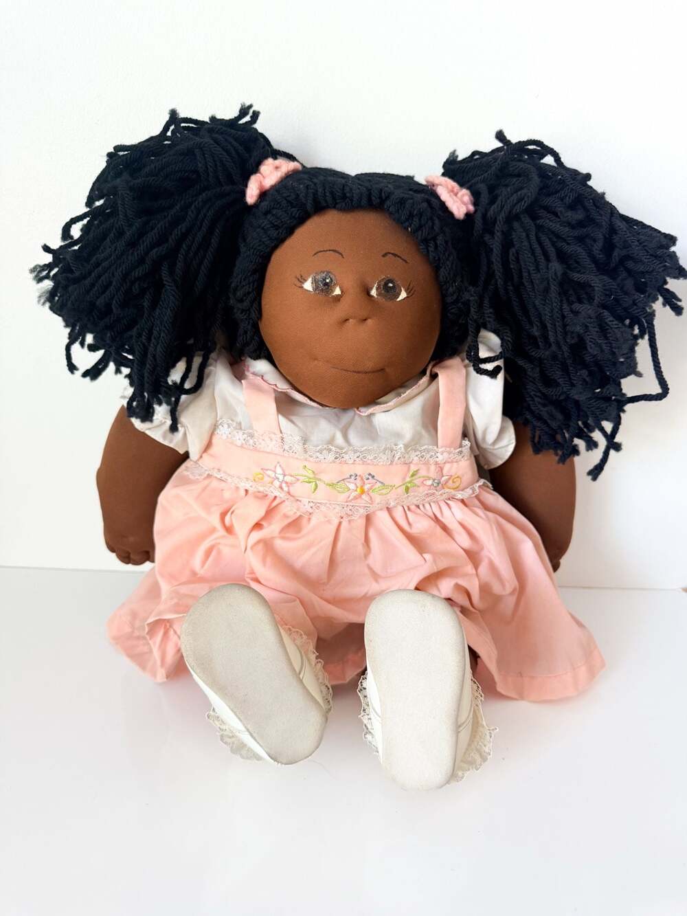 Vintage Cabbage Patch Kids African American Soft Sculpture Doll Black Pigtails